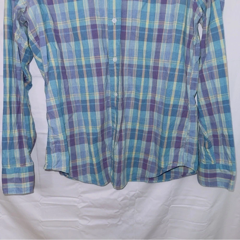 Men's J. Crew Blue Plaid Long Sleeve Classic Fit Button Up Cotton Shirt